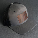 Leather Patch Trucker Style Hat - American Flag Stamp