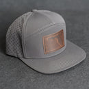 Leather Patch Flat Bill 7 Panel Perforated Performance Hat - Florida Stamp