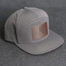 Leather Patch Flat Bill 7 Panel Perforated Performance Hat - Nevada Stamp
