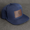 Leather Patch Flat Bill 7 Panel Perforated Performance Hat - Nevada Stamp