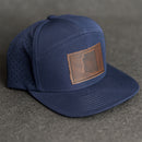 Leather Patch Flat Bill 7 Panel Perforated Performance Hat - Arizona Stamp