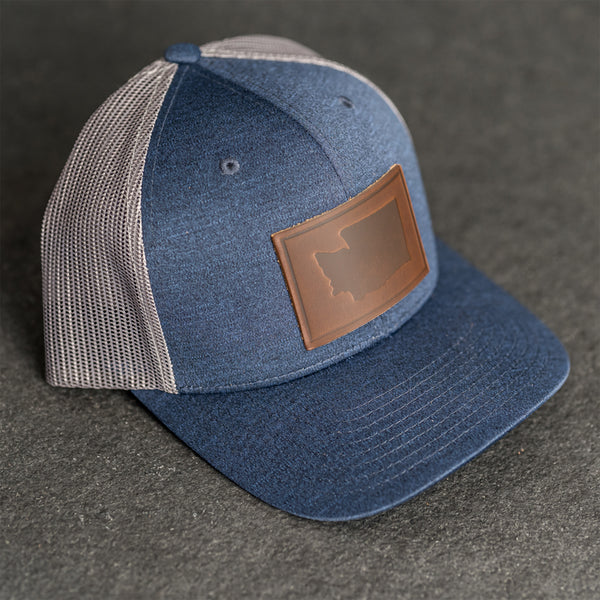 Leather Patch Performance Style Trucker Hat - Washington Stamp