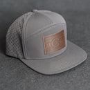 Leather Patch Flat Bill 7 Panel Perforated Performance Hat - Colorado Flag Stamp