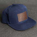 Leather Patch Flat Bill 7 Panel Perforated Performance Hat - Colorado Flag Stamp