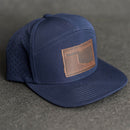 Leather Patch Flat Bill 7 Panel Perforated Performance Hat - Oklahoma Stamp