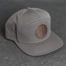 Leather Patch Flat Bill 7 Panel Perforated Performance Hat - PNW Stamp