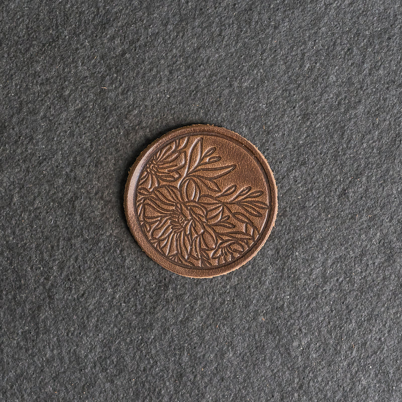 Premium PSD | Brown Leather Label Round Shape With Stitches Leather Patch With Seam 777174 26095 Premium PSD | Brown Leather Label Round Shape With Stitches Leather Patch With Seam 777174 26095
