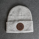 Beanie with Leather Patch Attached - Fish (Circle) Stamp