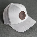 Leather Patch Performance Style Trucker Hat - Circle Patch - Fish Stamp
