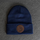 Beanie with Leather Patch Attached - Fish (Circle) Stamp