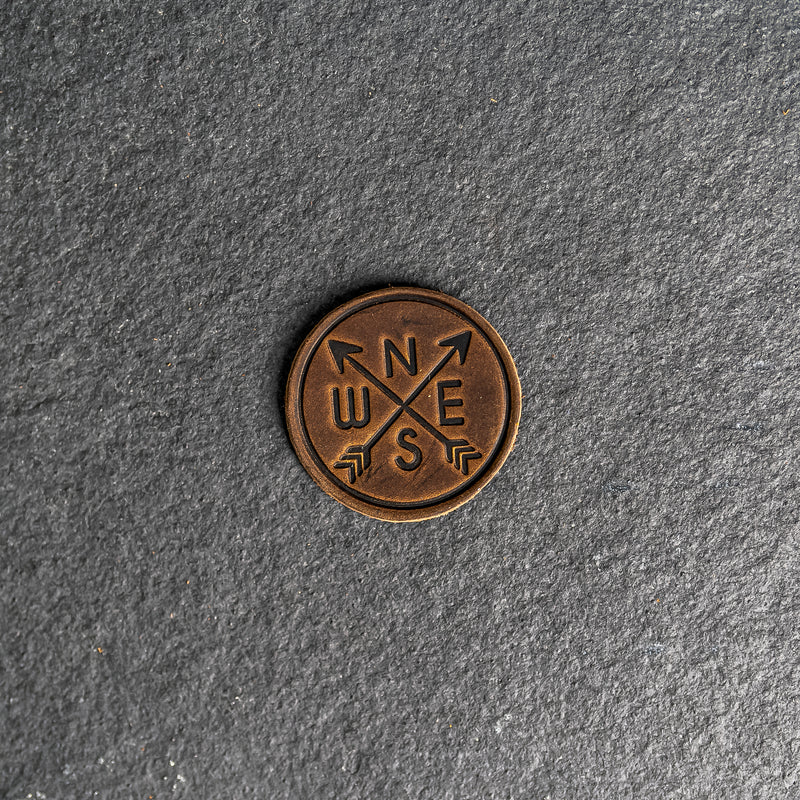 Compass Rose Leather Patches with optional Velcro added