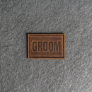 Bride & Groom Leather Patches with Optional Hook and Loop Fastener- Block Font