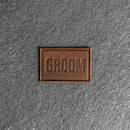 Bride & Groom Leather Patches with Optional Hook and Loop Fastener- Block Font