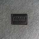 Bride & Groom Leather Patches with Optional Hook and Loop Fastener- Block Font