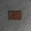Bride & Groom Leather Patches with Optional Hook and Loop Fastener- Block Font