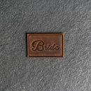Bride & Groom Leather Patches with Optional Hook and Loop Fastener - Cursive Font