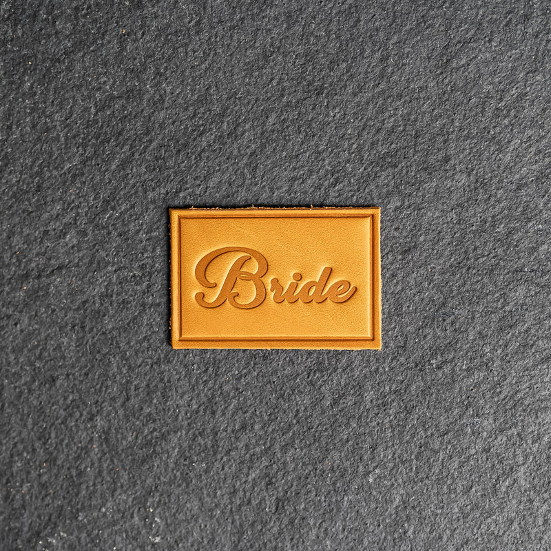 Bride & Groom Leather Patches with optional Velcro added - Cursive Font