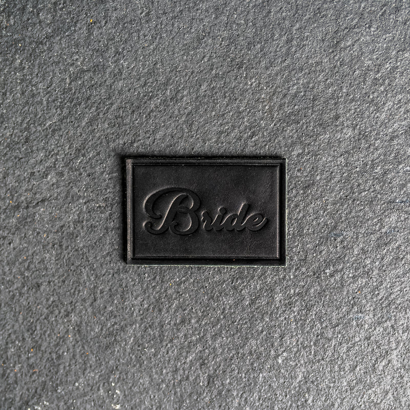 Bride & Groom Leather Patches with optional Velcro added - Cursive Font