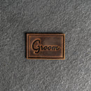 Bride & Groom Leather Patches with Optional Hook and Loop Fastener - Cursive Font