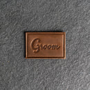 Bride & Groom Leather Patches with Optional Hook and Loop Fastener - Cursive Font