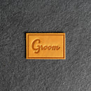 Bride & Groom Leather Patches with Optional Hook and Loop Fastener - Cursive Font
