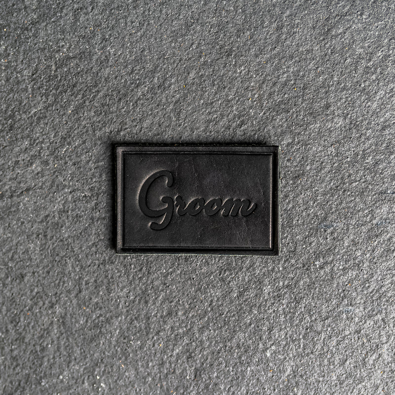 Bride & Groom Leather Patches with optional Velcro added - Cursive Font