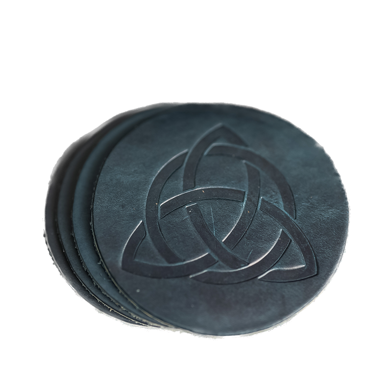 Celtic Knot Symbol Leather Coasters - Set of 4