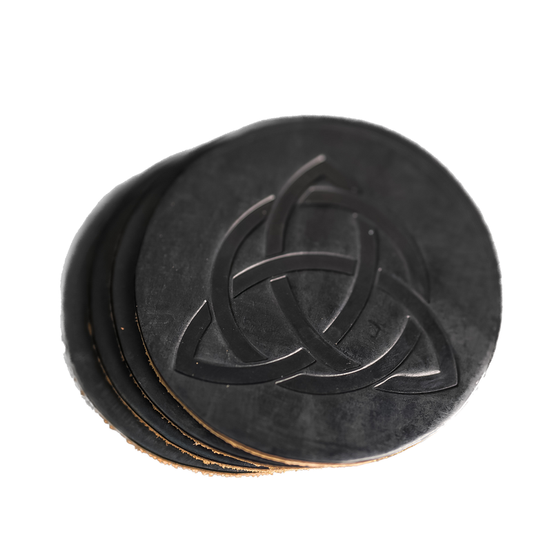 Celtic Knot Symbol Leather Coasters - Set of 4