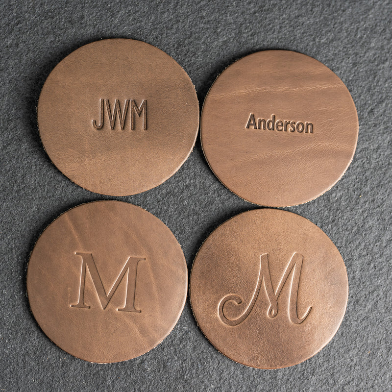 Personalized Leather Coasters - Set of 4