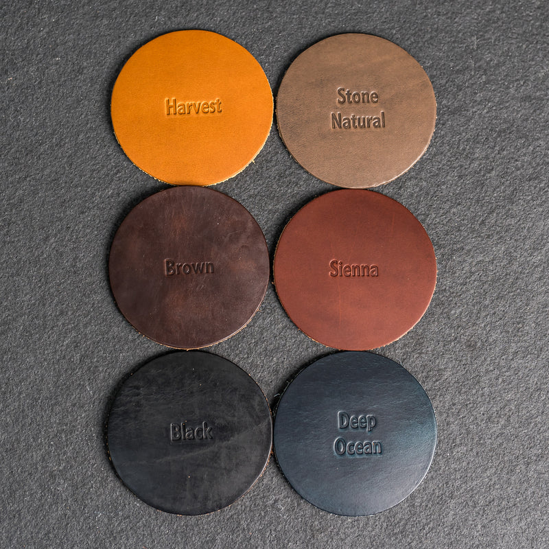 Texas Compass Leather Coasters - 4" Round - Sold individually or as a Set of 4