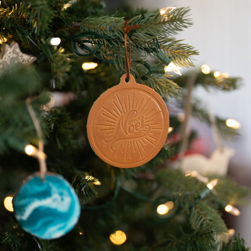 Noel Circle Shape Leather Christmas Ornament | Stocking Tags