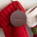 Personalized Circle Shape Leather Christmas Ornament | Stocking Tags