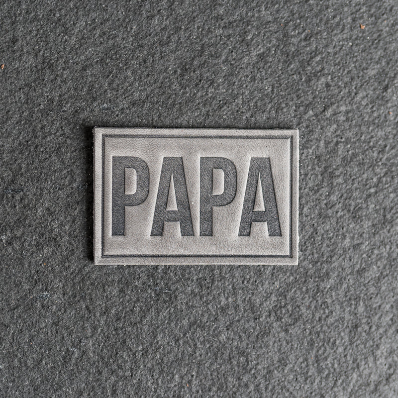 PAPA Stamp Leather Patches with optional Velcro added