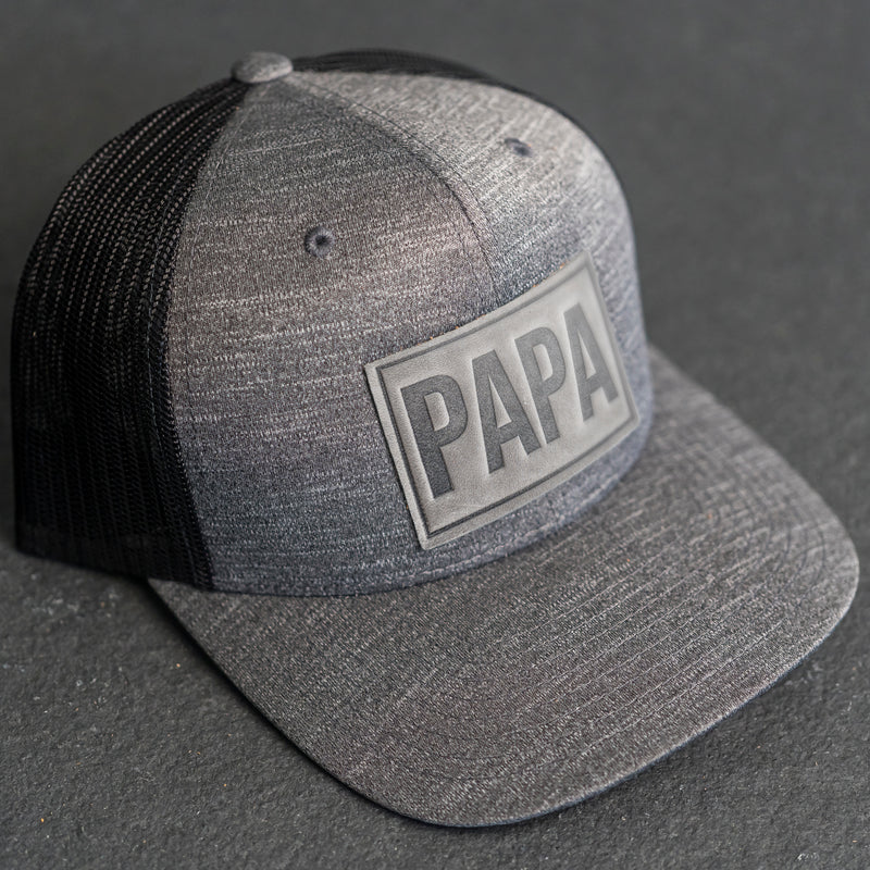 Leather Patch Performance Style Trucker Hat - Papa Stamp