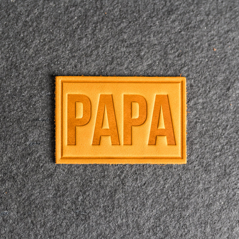 PAPA Stamp Leather Patches with optional Velcro added