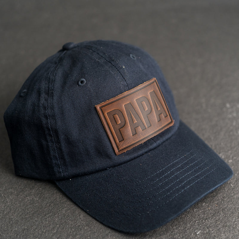 Leather Patch Unstructured Style Hat - Papa Stamp