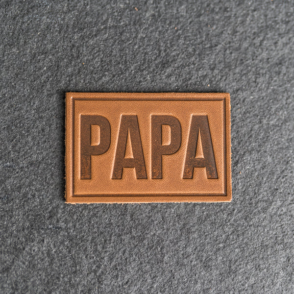 PAPA Stamp Leather Patches with optional Velcro added