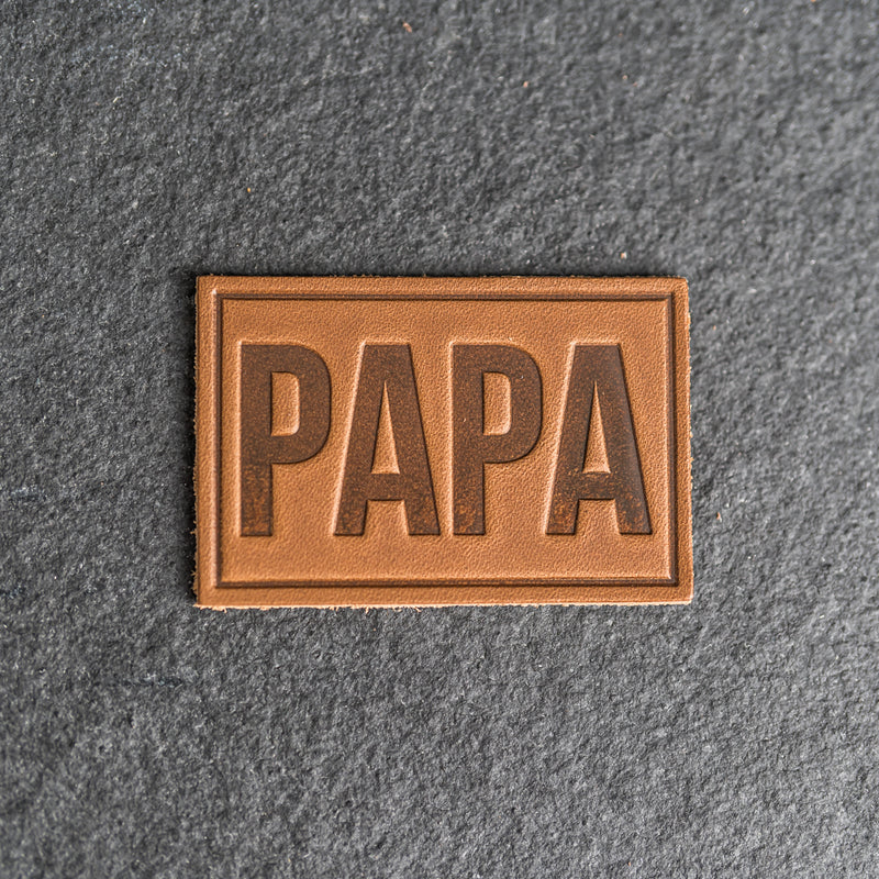 PAPA Stamp Leather Patches with optional Velcro added