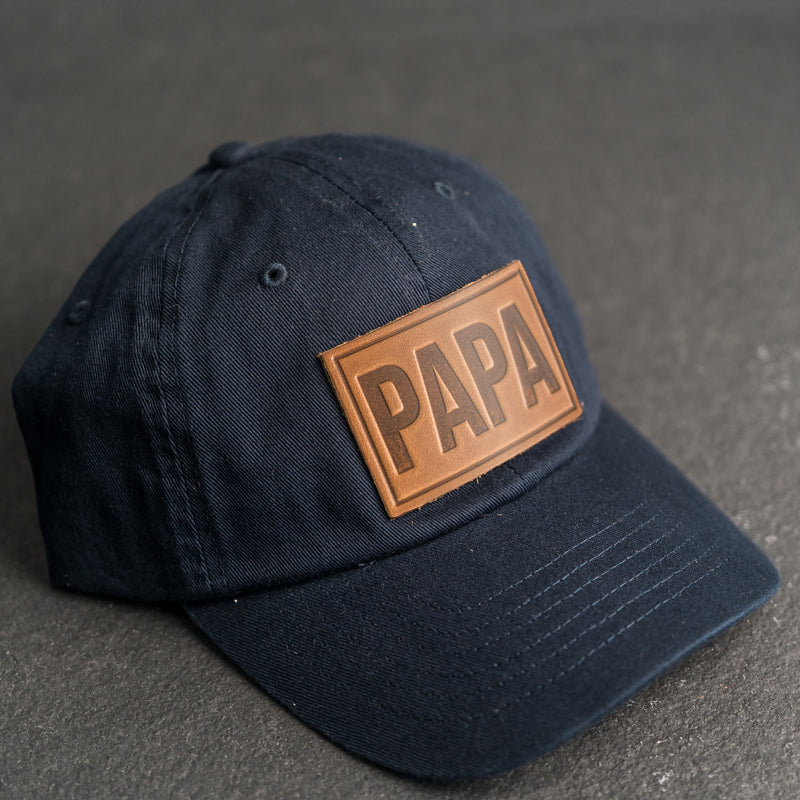 Leather Patch Unstructured Style Hat - Papa Stamp