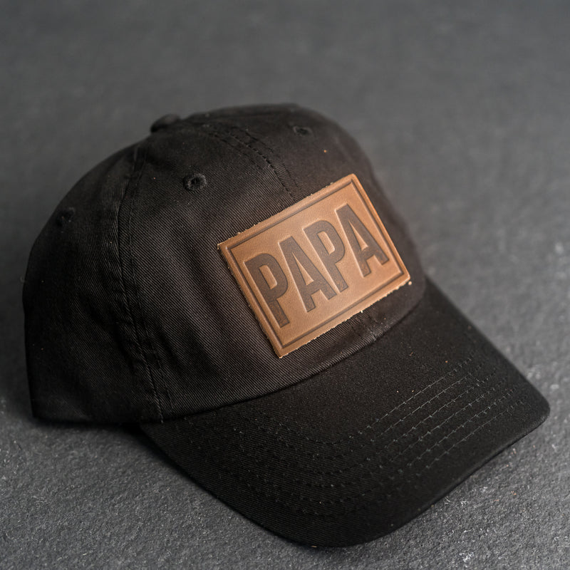 Leather Patch Unstructured Style Hat - Papa Stamp