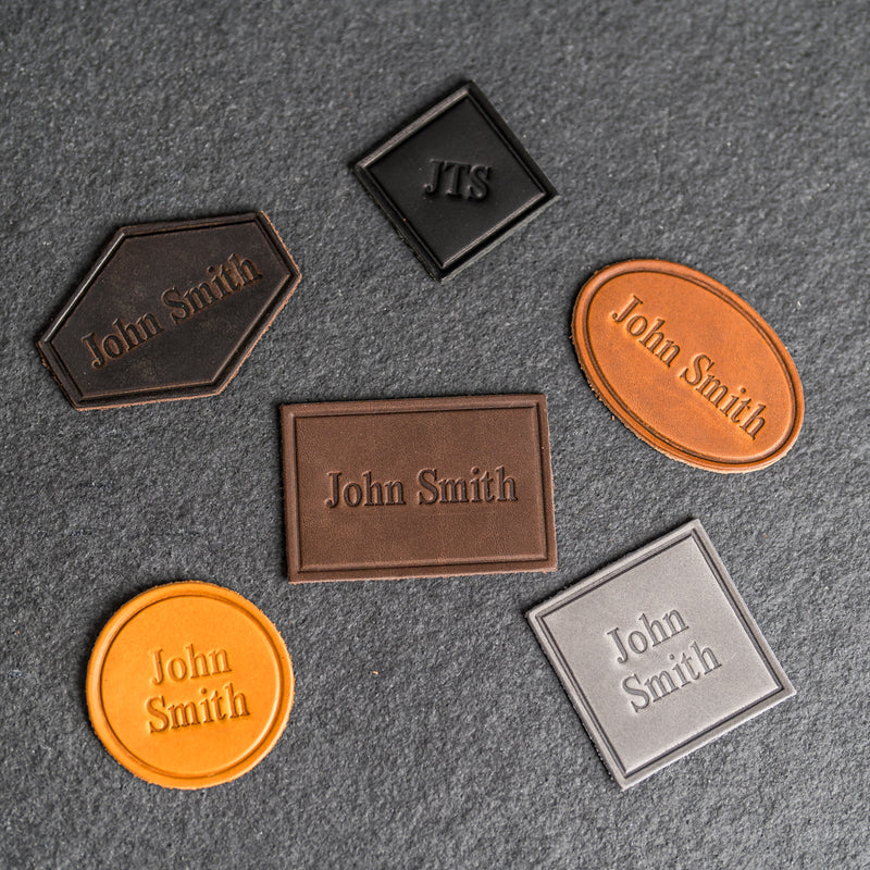 Custom Leather Patches with Optional Hook Side Fastener - Personalized with Logo, Text, or Initials - Blank Leather Patches