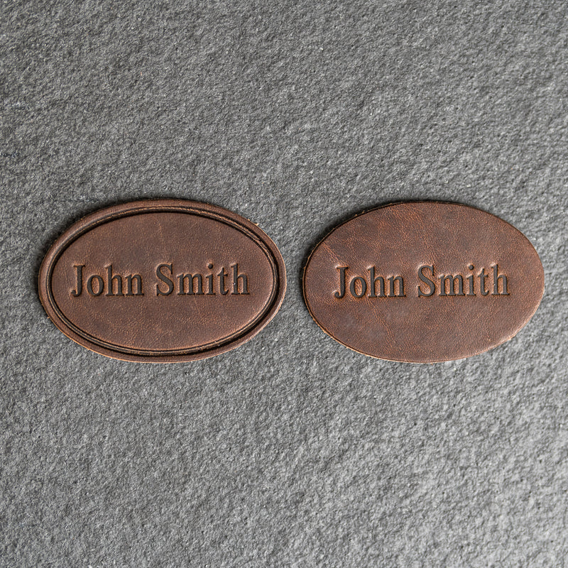 Custom Leather Patches with Optional Hook Side Fastener - Personalized with Logo, Text, or Initials - Blank Leather Patches