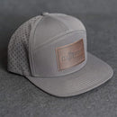 Leather Patch Flat Bill 7 Panel Perforated Performance Hat - Ox & Pine Logo Stamp