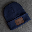 Beanie with Leather Patch Attached - Ox & Pine Stamp