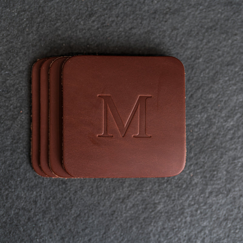 Personalized Leather Coasters -  Individual or Set of 4