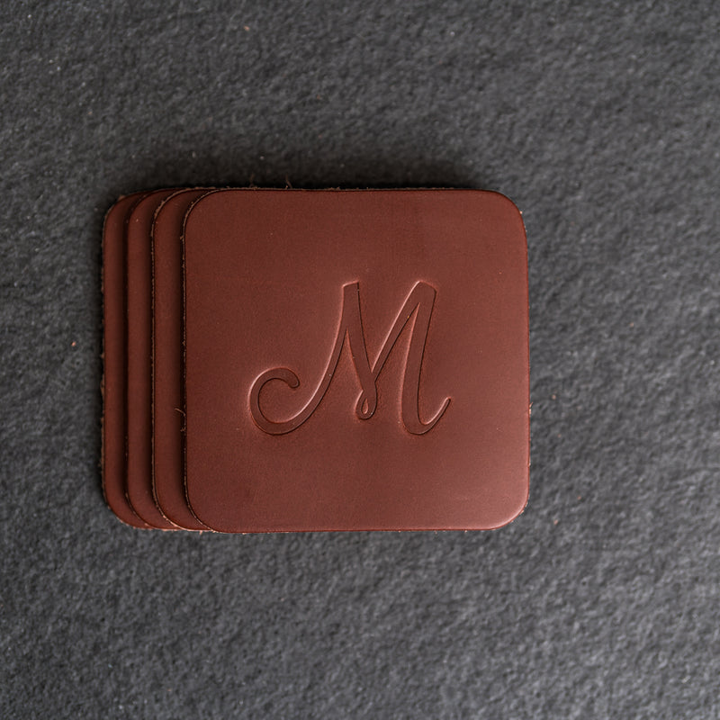 Personalized Leather Coasters -  Individual or Set of 4