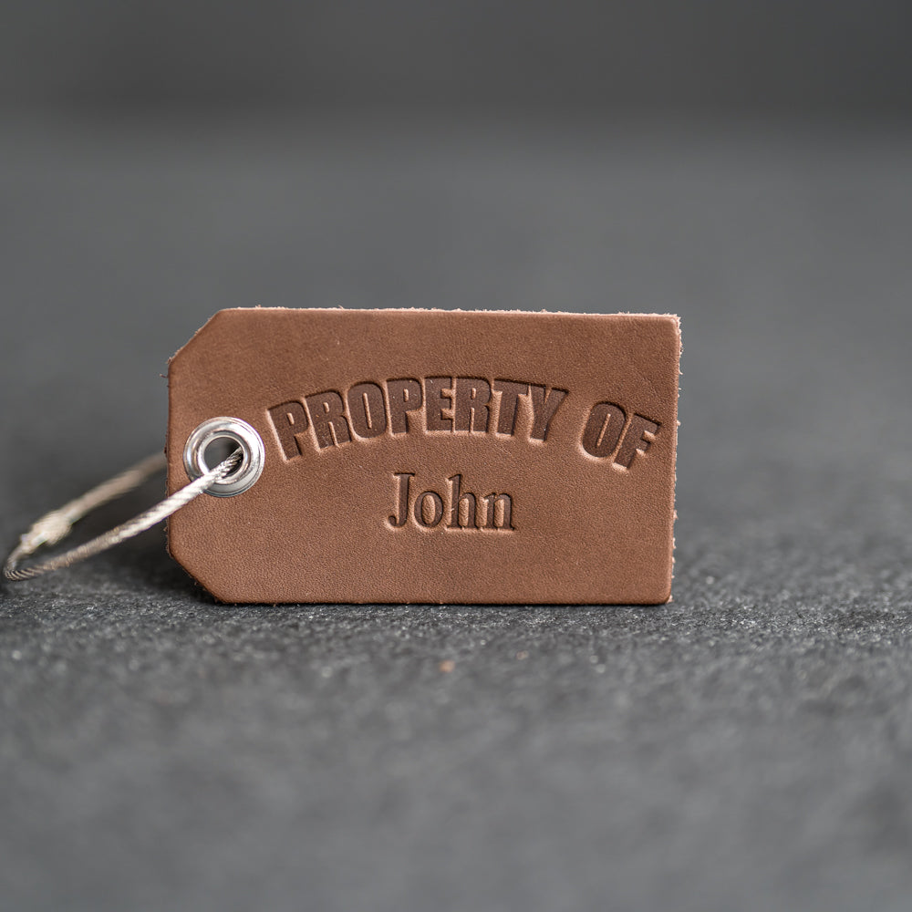backpack label from leather Property of Personalized Backpack Luggage Tag