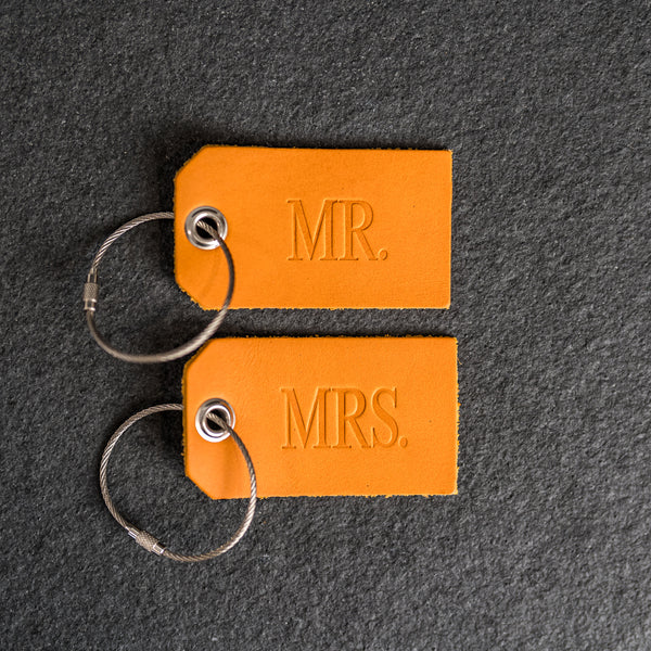 Weddings - Set of Mr. and Mrs. Personalized Leather Luggage Tags