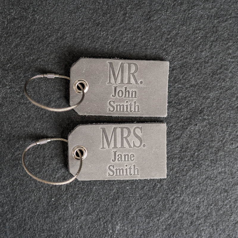 Weddings - Set of Mr. and Mrs. Personalized Leather Luggage Tags