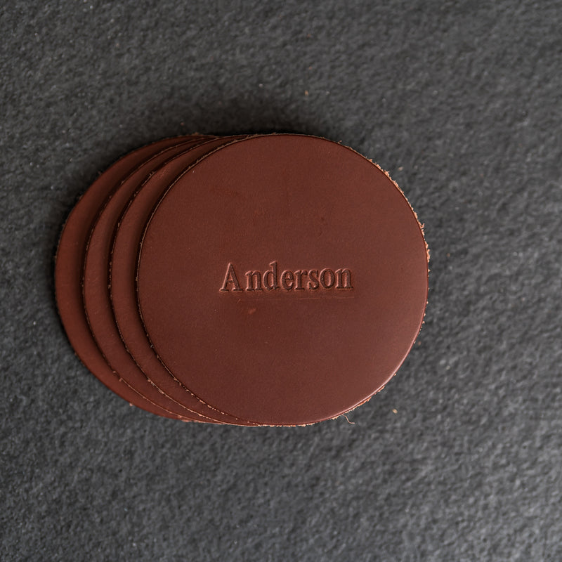 Personalized Leather Coasters - Set of 4